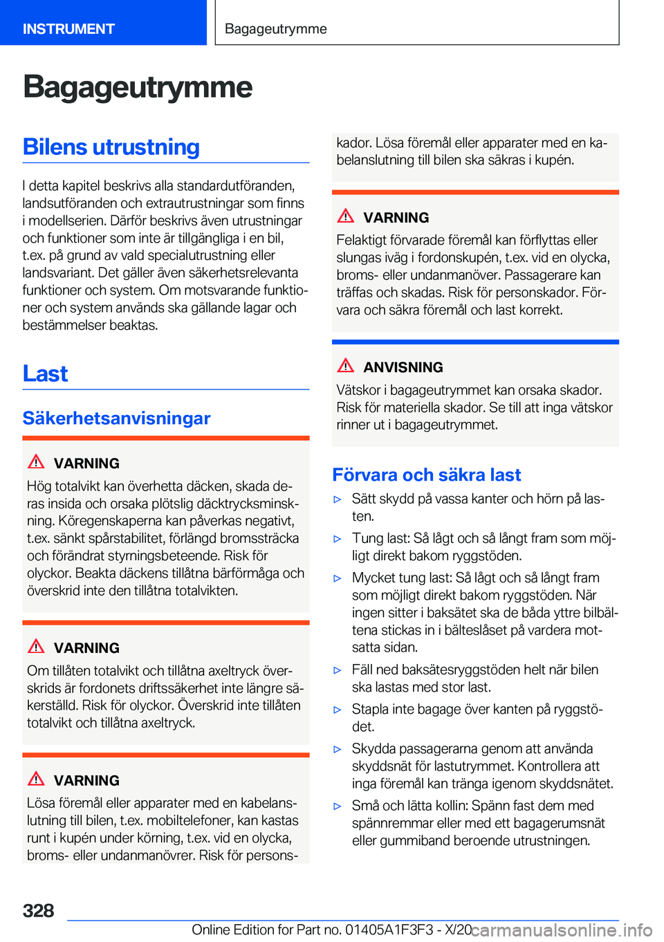 BMW X5 2021  InstruktionsbÖcker (in Swedish) �B�a�g�a�g�e�u�t�r�y�m�m�e�B�i�l�e�n�s��u�t�r�u�s�t�n�i�n�g
�I��d�e�t�t�a��k�a�p�i�t�e�l��b�e�s�k�r�i�v�s��a�l�l�a��s�t�a�n�d�a�r�d�u�t�f�