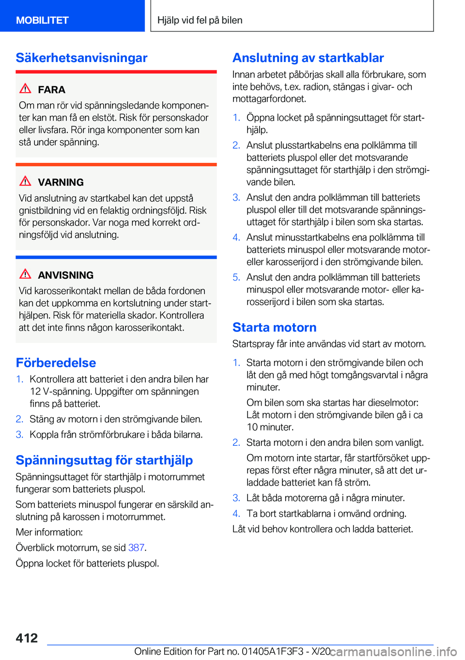 BMW X5 2021  InstruktionsbÖcker (in Swedish) �S�ä�k�e�r�h�e�t�s�a�n�v�i�s�n�i�n�g�a�r
�F�A�R�A
�O�m��m�a�n��r�
