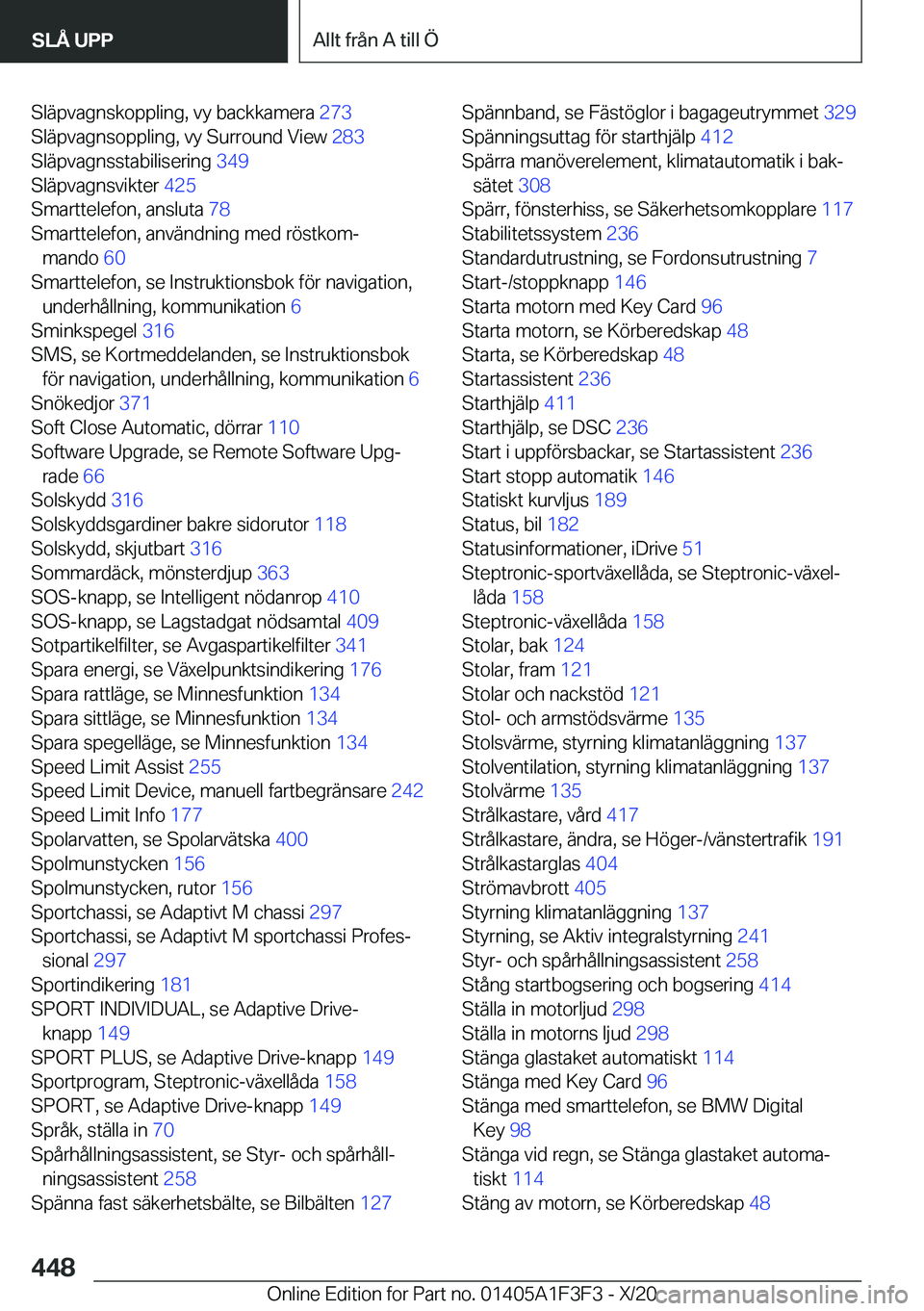 BMW X5 2021  InstruktionsbÖcker (in Swedish) �S�l�ä�p�v�a�g�n�s�k�o�p�p�l�i�n�g�,��v�y��b�a�c�k�k�a�m�e�r�a��2�7�3�
�S�l�ä�p�v�a�g�n�s�o�p�p�l�i�n�g�,��v�y��S�u�r�r�o�u�n�d��V�i�e�w� �2�8�3�
�S�l�ä�p�v�a�g�n�s�s�t�a�b�i�l�i�s�e�r�i�n