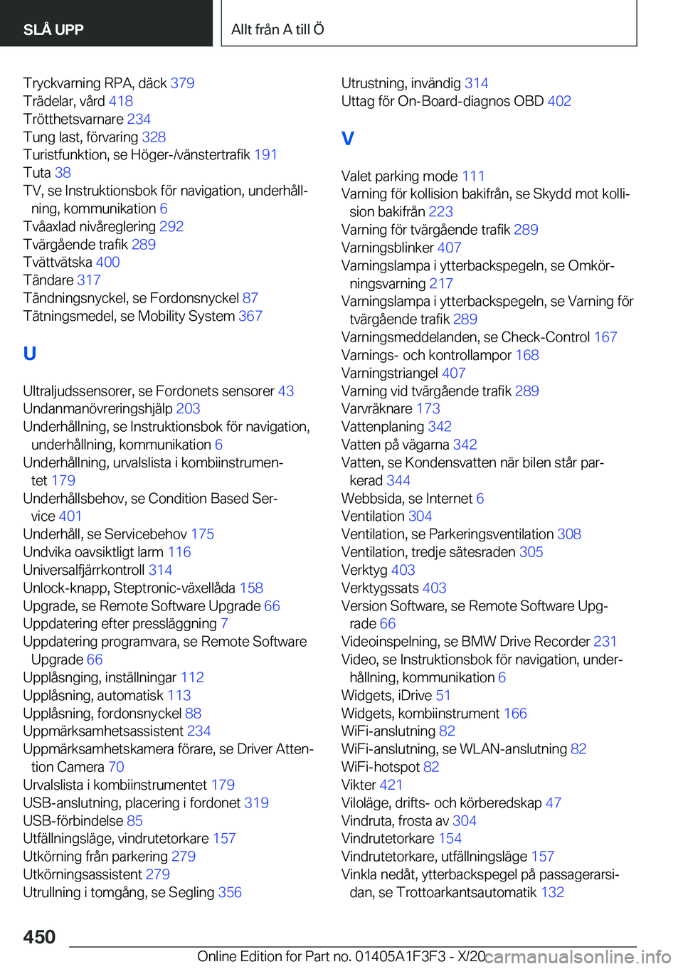 BMW X5 2021  InstruktionsbÖcker (in Swedish) �T�r�y�c�k�v�a�r�n�i�n�g��R�P�A�,��d�ä�c�k��3�7�9�
�T�r�ä�d�e�l�a�r�,��v�å�r�d� �4�1�8�
�T�r�