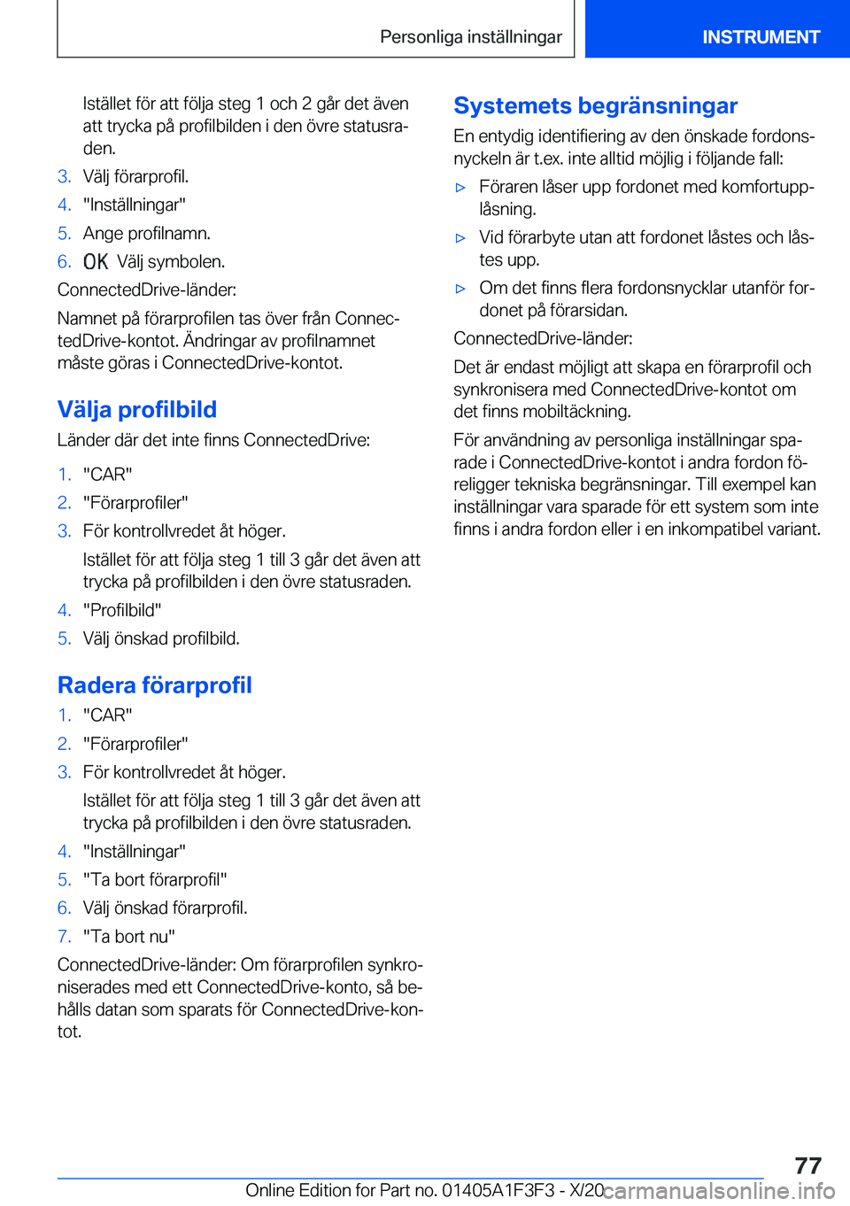 BMW X5 2021  InstruktionsbÖcker (in Swedish) �I�s�t�ä�l�l�e�t��f�