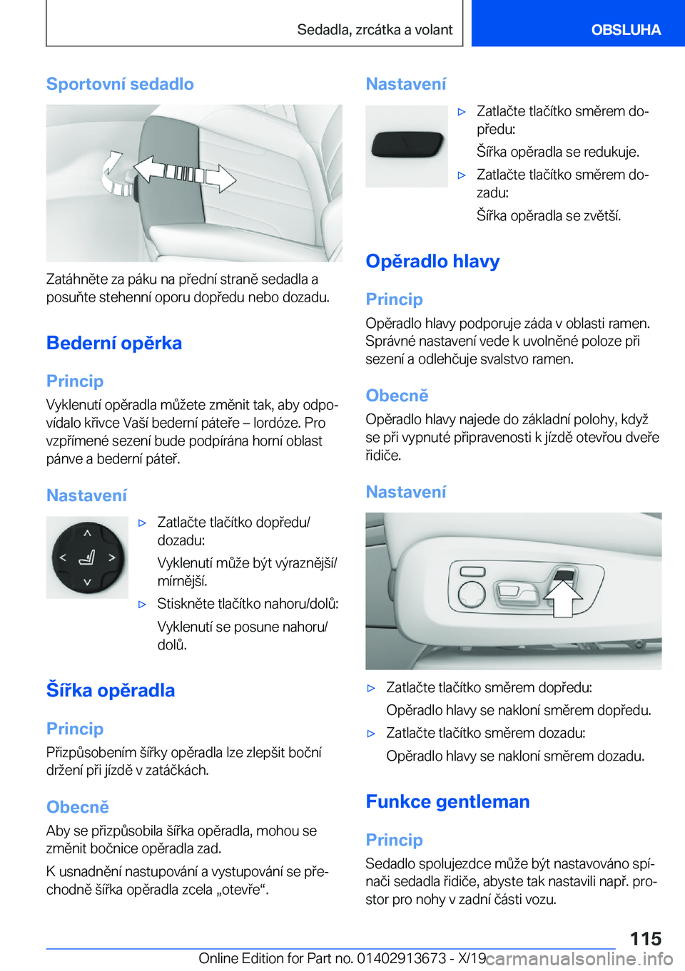 BMW X5 2020  Návod na použití (in Czech) �S�p�o�r�t�o�v�n�