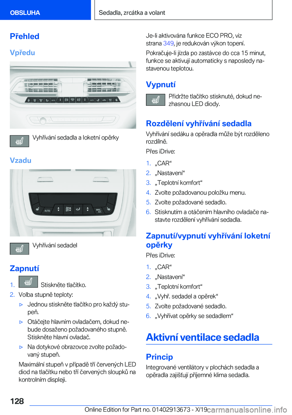 BMW X5 2020  Návod na použití (in Czech) �P�e�h�l�e�d
�V�p�e�d�u
�V�y�h�