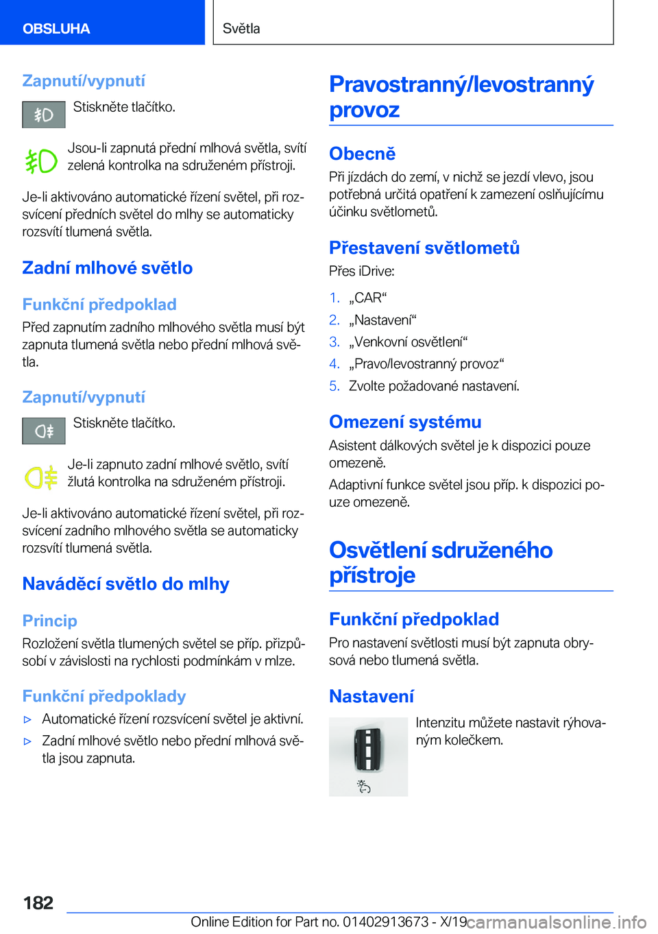 BMW X5 2020  Návod na použití (in Czech) �Z�a�p�n�u�t�