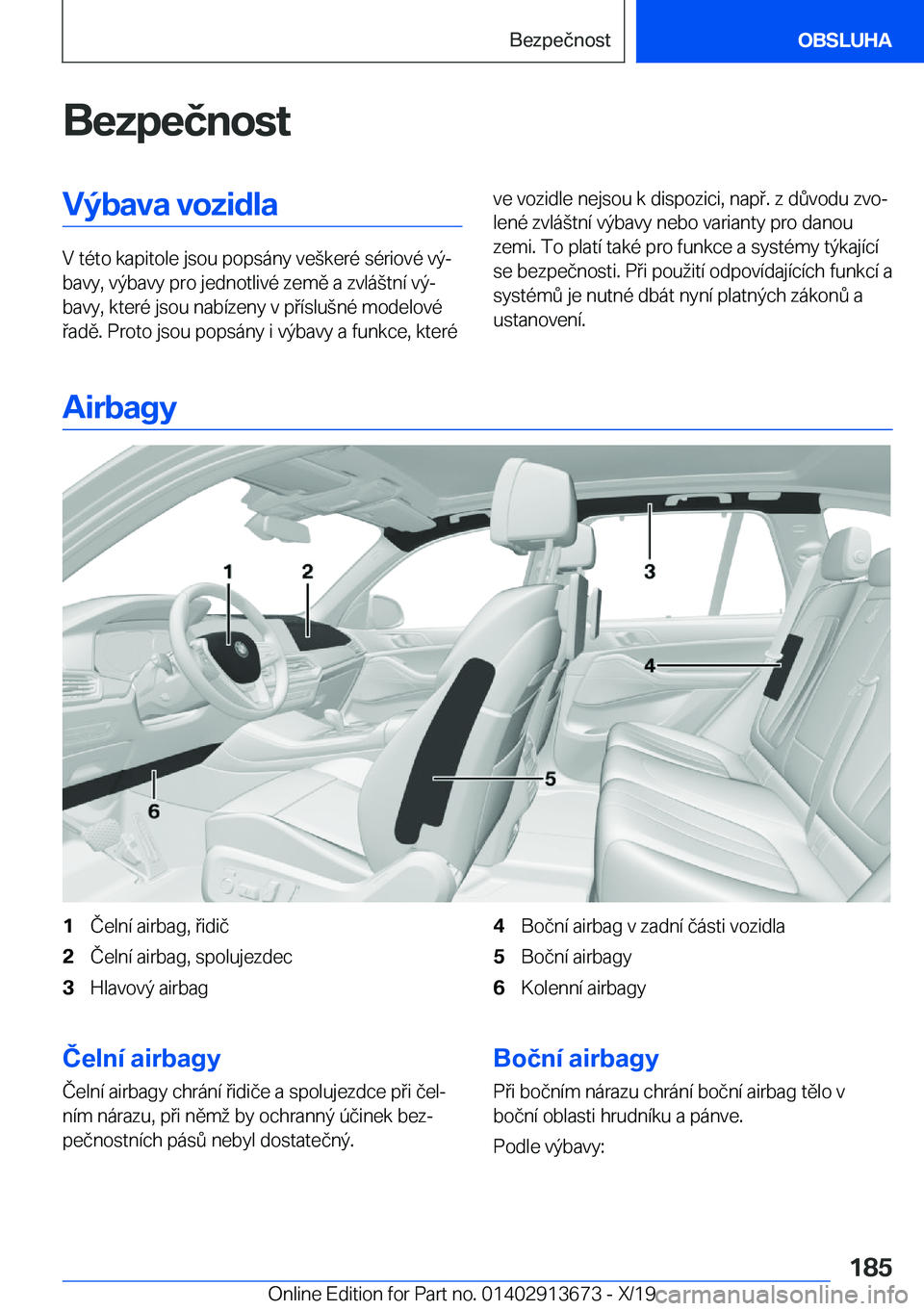 BMW X5 2020  Návod na použití (in Czech) �B�e�z�p�e�č�n�o�s�t�V�