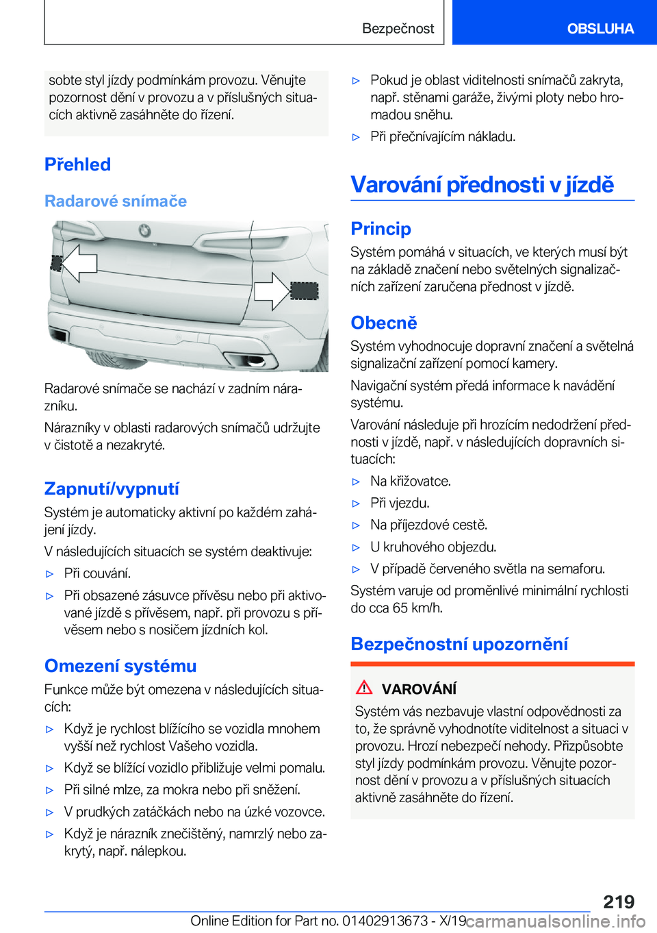 BMW X5 2020  Návod na použití (in Czech) �s�o�b�t�e��s�t�y�l��j�