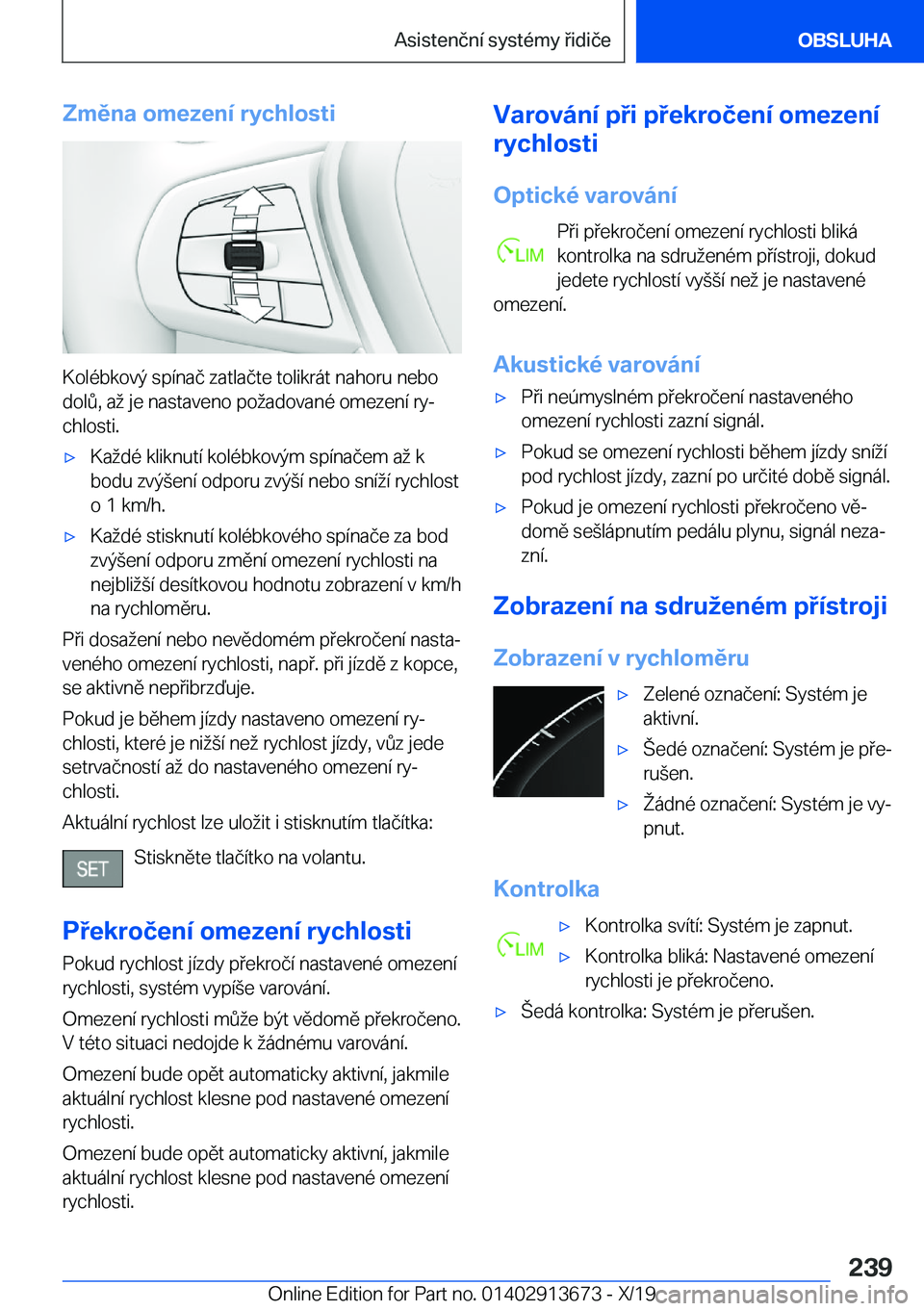 BMW X5 2020  Návod na použití (in Czech) �Z�m�ě�n�a��o�m�e�z�e�n�