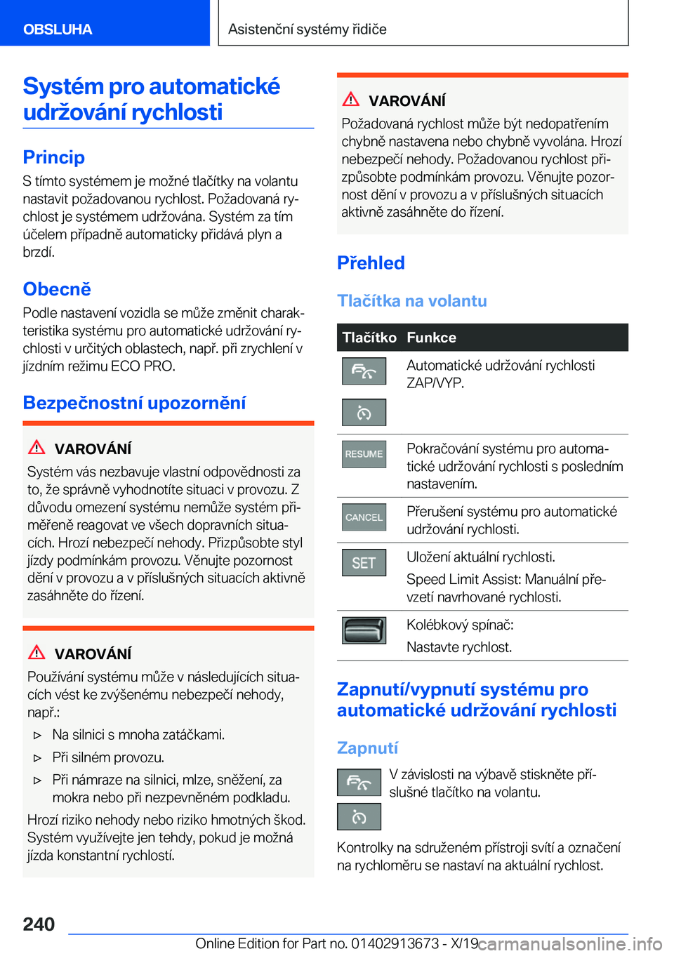 BMW X5 2020  Návod na použití (in Czech) �S�y�s�t�