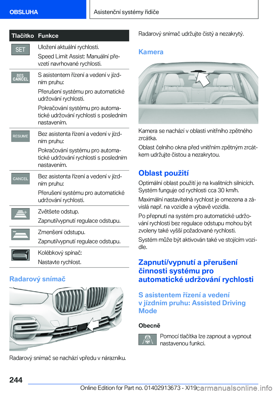 BMW X5 2020  Návod na použití (in Czech) �T�l�a�č�