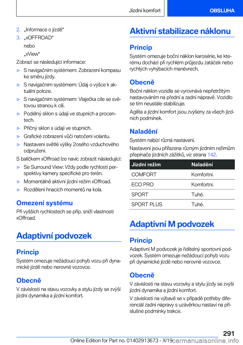 BMW X5 2020  Návod na použití (in Czech) �2�.x�I�n�f�o�r�m�a�c�e��o��j�