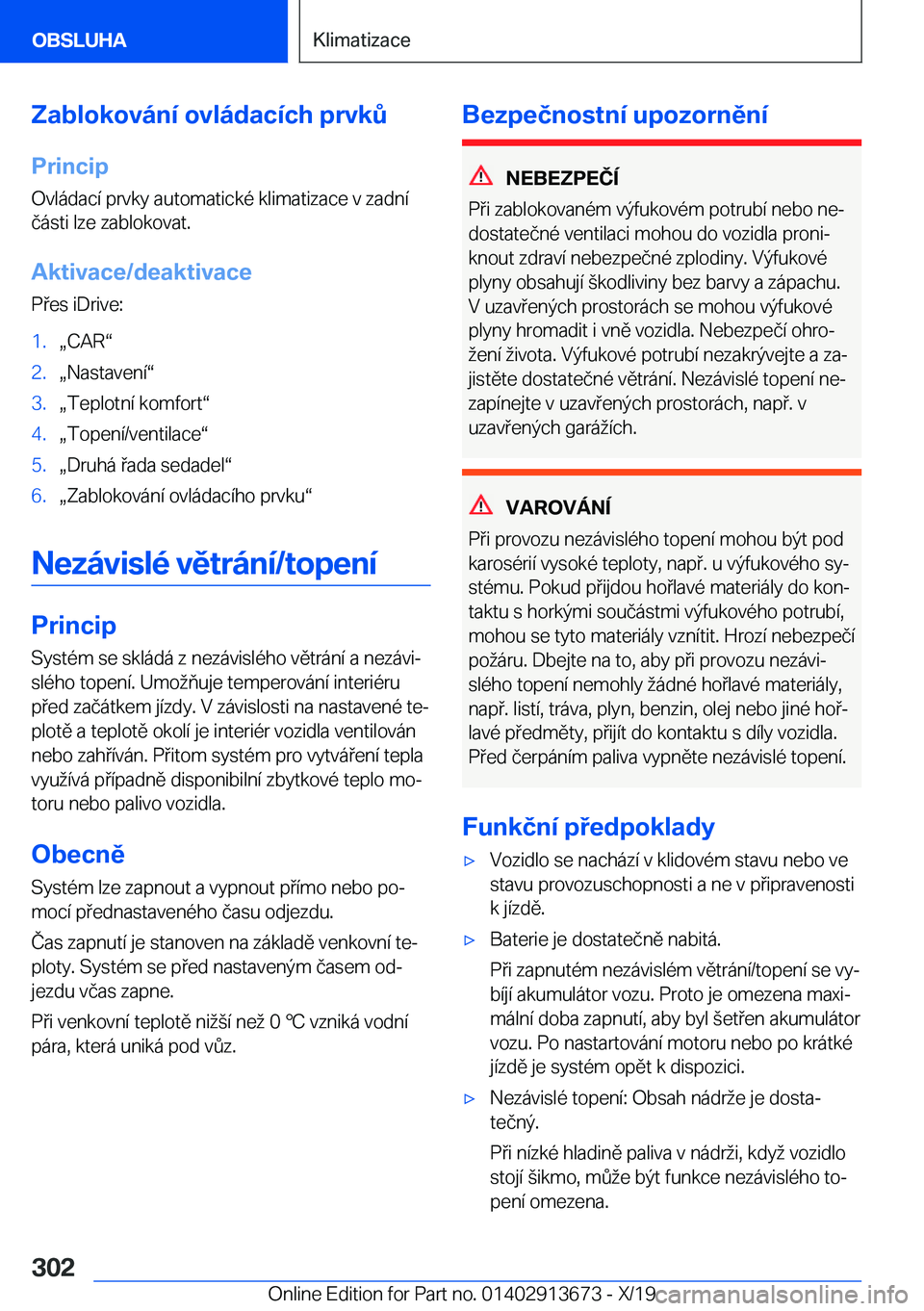 BMW X5 2020  Návod na použití (in Czech) �Z�a�b�l�o�k�o�v�