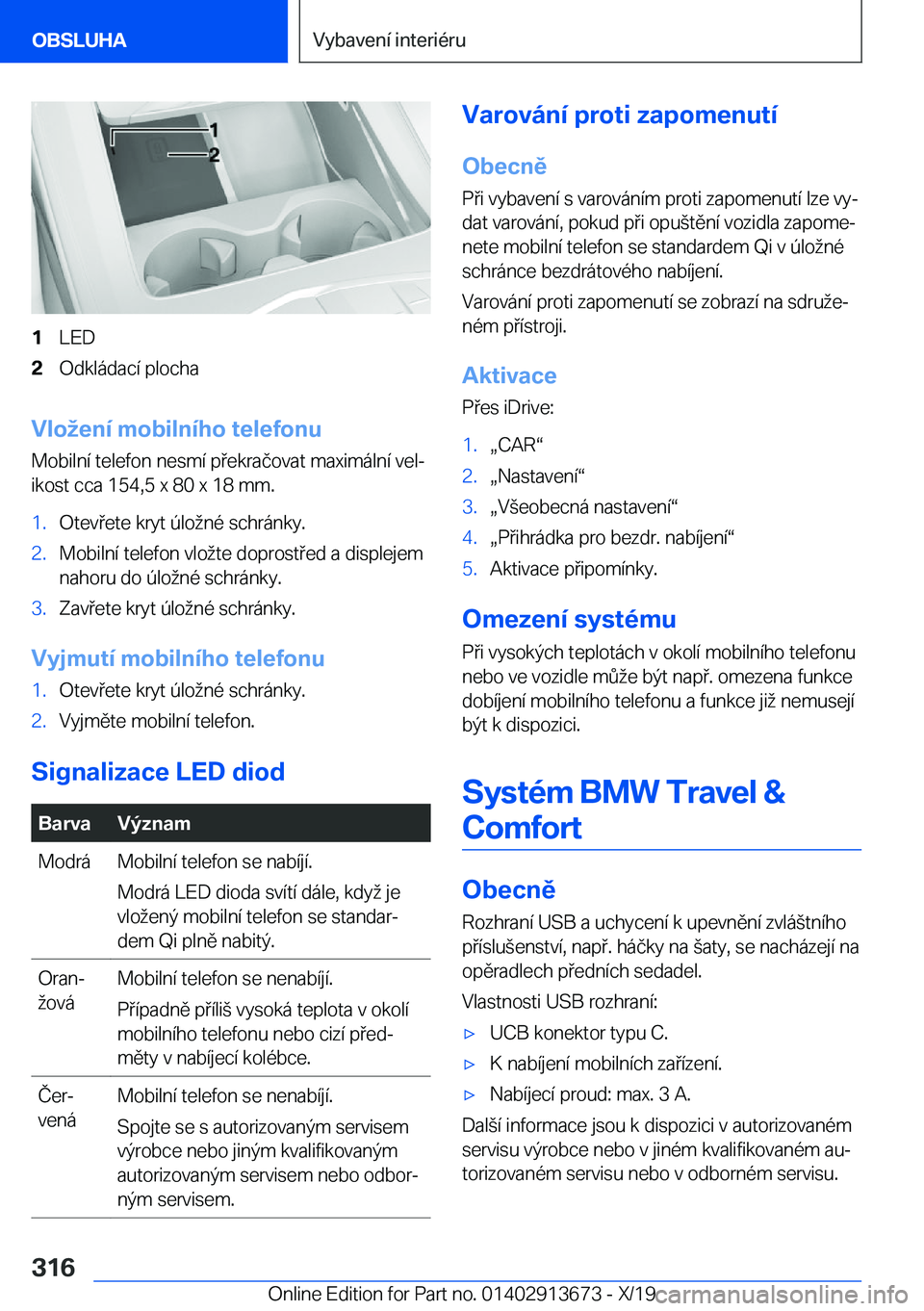 BMW X5 2020  Návod na použití (in Czech) �1�L�E�D�2�O�d�k�l�