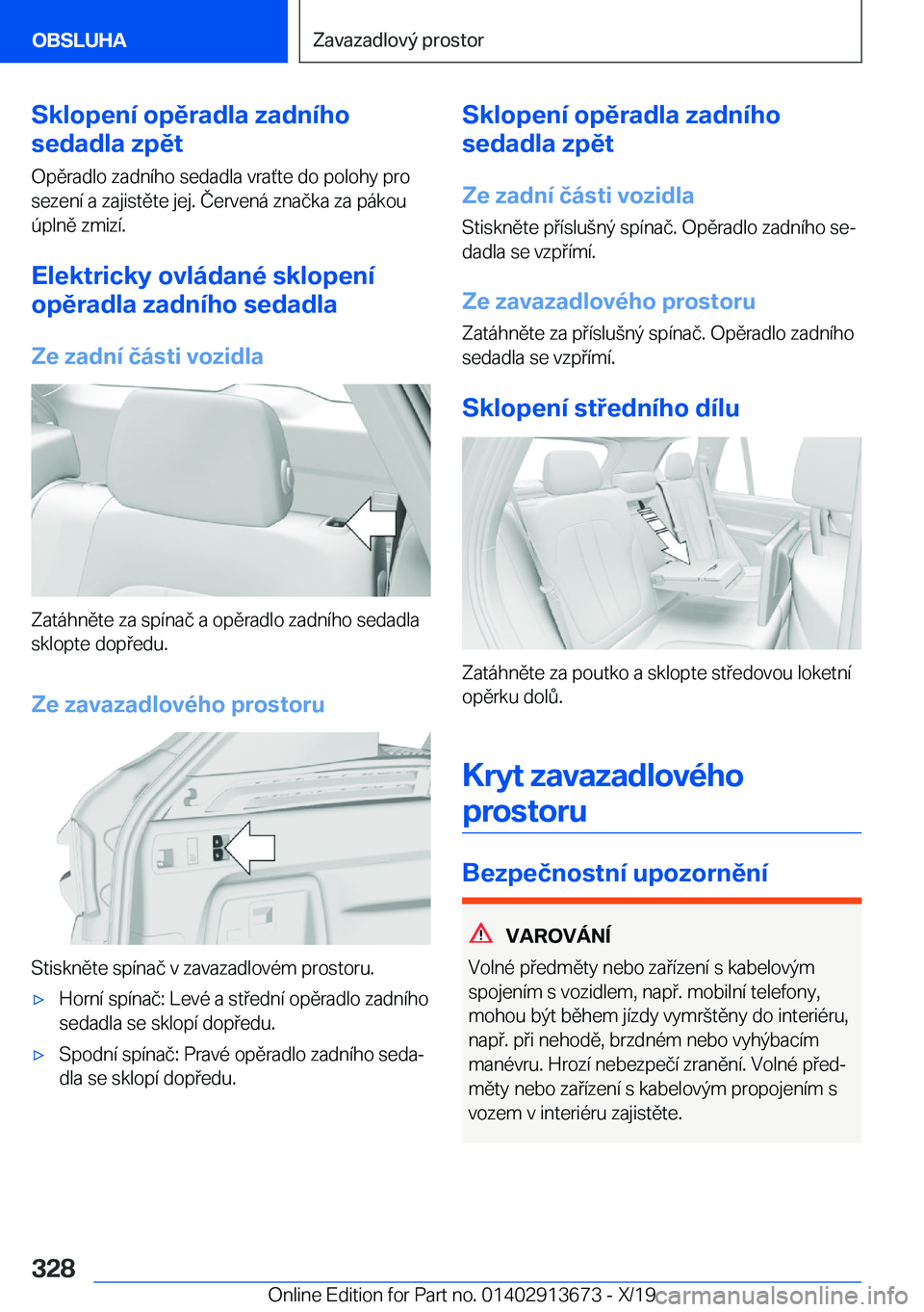 BMW X5 2020  Návod na použití (in Czech) �S�k�l�o�p�e�n�