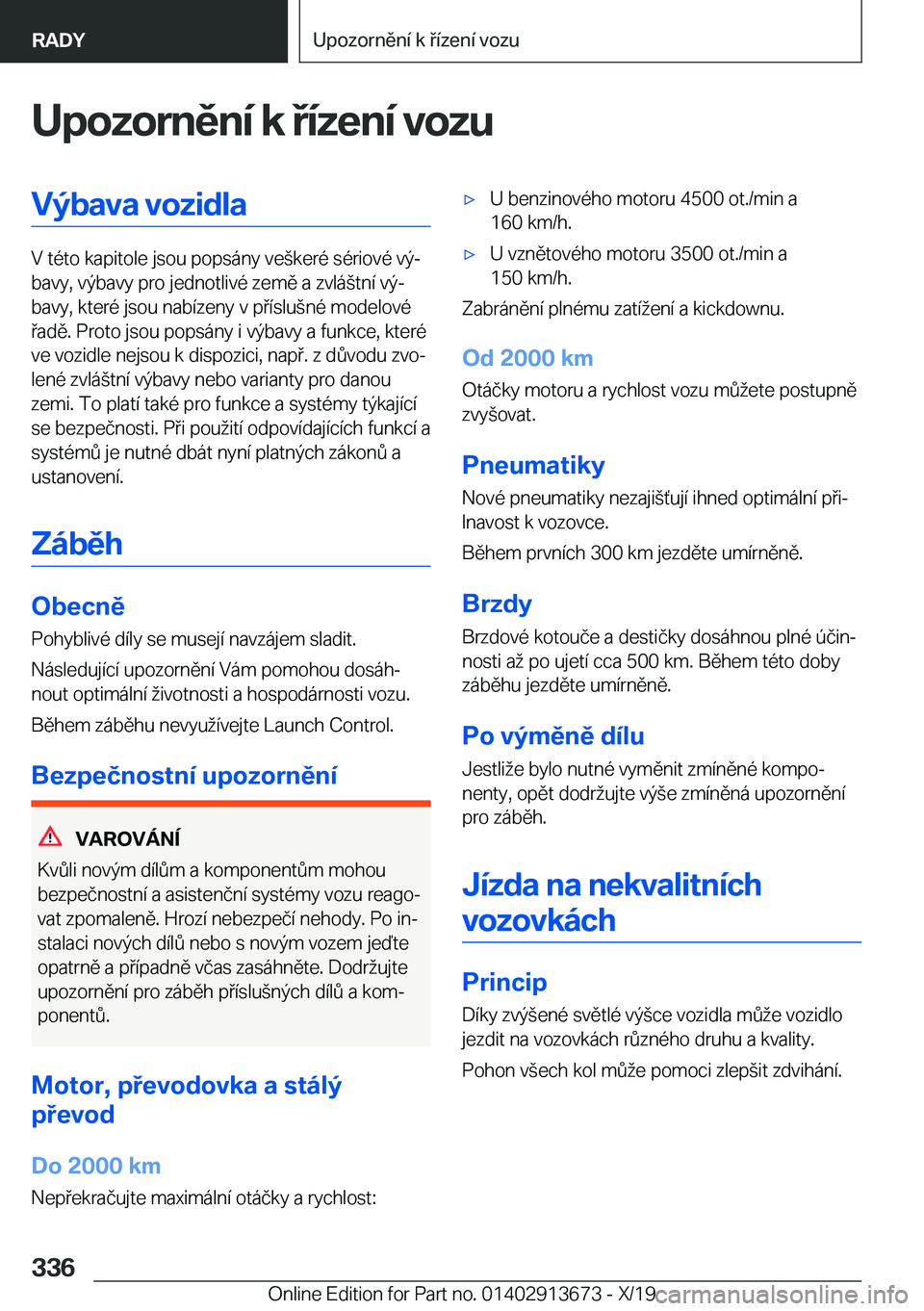 BMW X5 2020  Návod na použití (in Czech) �U�p�o�z�o�r�n�ě�n�