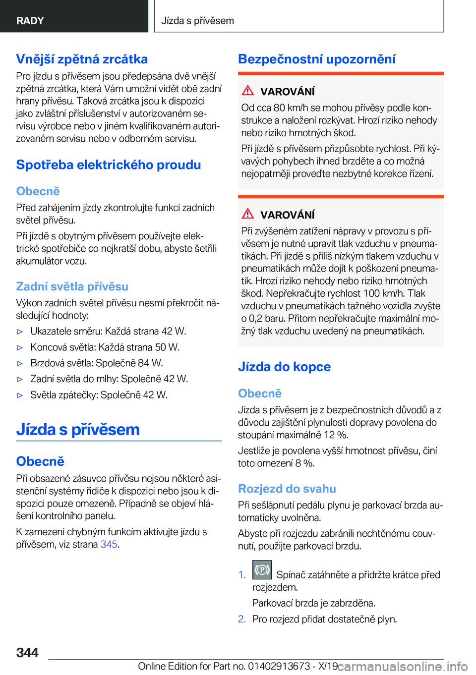 BMW X5 2020  Návod na použití (in Czech) �V�n�ě�j	�