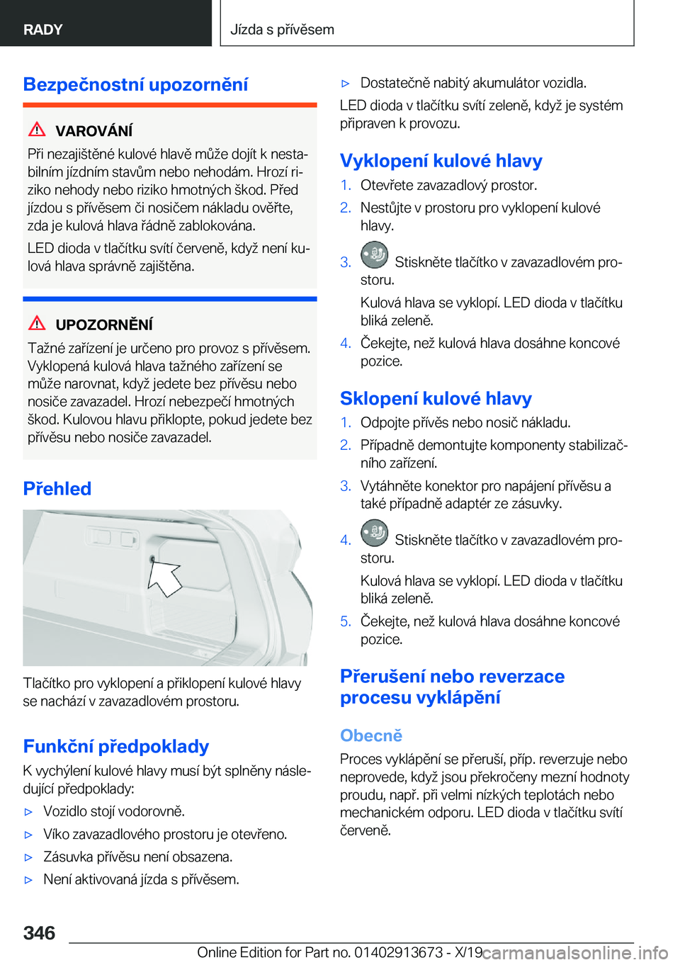BMW X5 2020  Návod na použití (in Czech) �B�e�z�p�e�č�n�o�s�t�n�