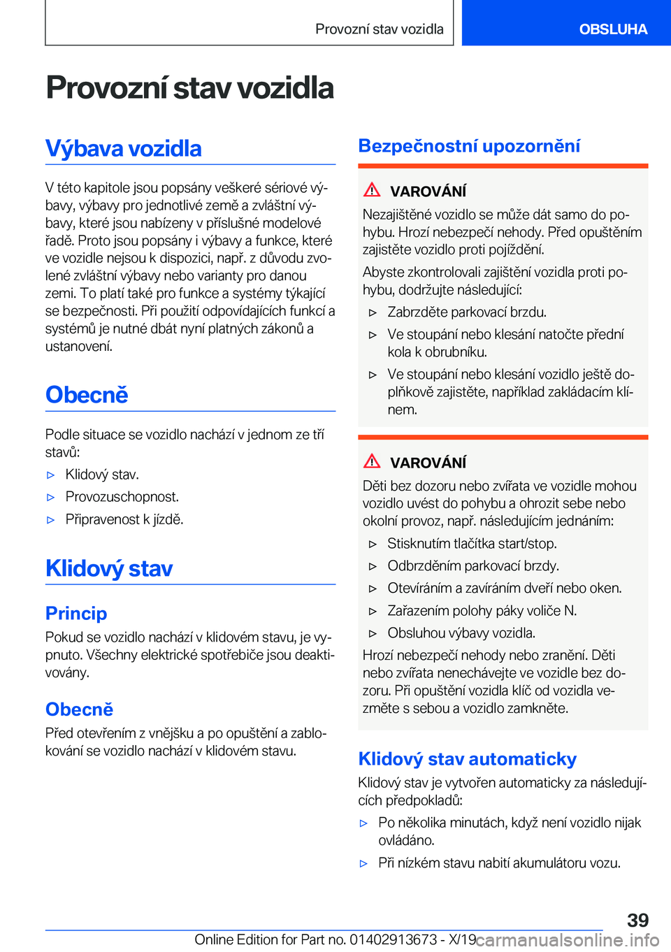 BMW X5 2020  Návod na použití (in Czech) �P�r�o�v�o�z�n�