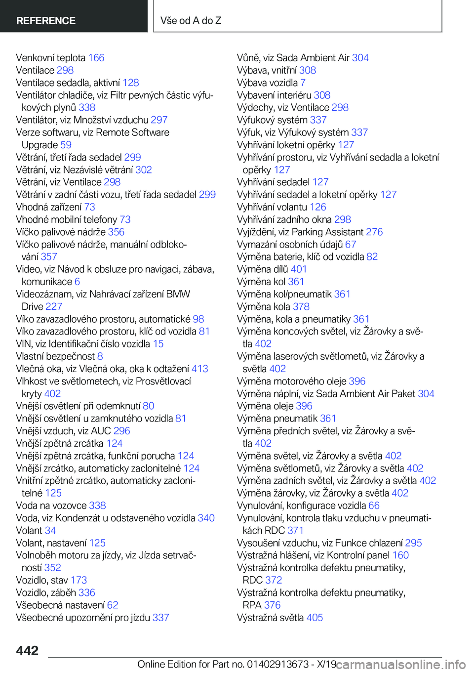 BMW X5 2020  Návod na použití (in Czech) �V�e�n�k�o�v�n�