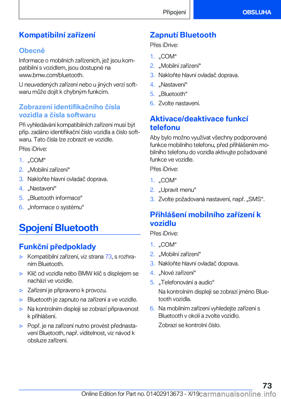BMW X5 2020  Návod na použití (in Czech) �K�o�m�p�a�t�i�b�i�l�n�