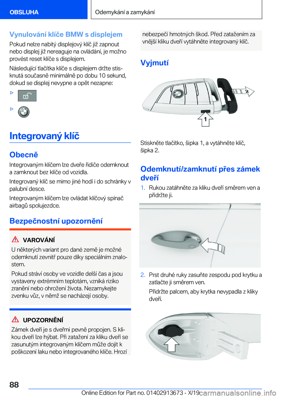BMW X5 2020  Návod na použití (in Czech) �V�y�n�u�l�o�v�