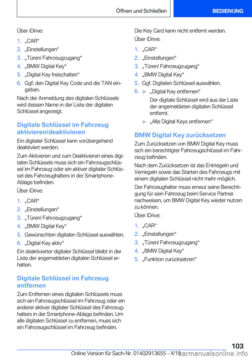 BMW X5 2020  Betriebsanleitungen (in German) �