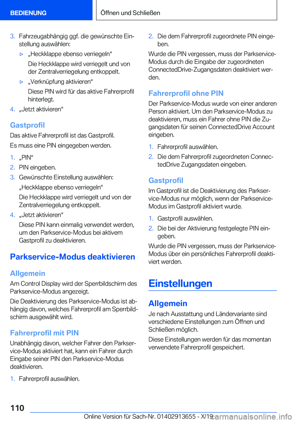BMW X5 2020  Betriebsanleitungen (in German) �3�.�F�a�h�r�z�e�u�g�a�b�h�
