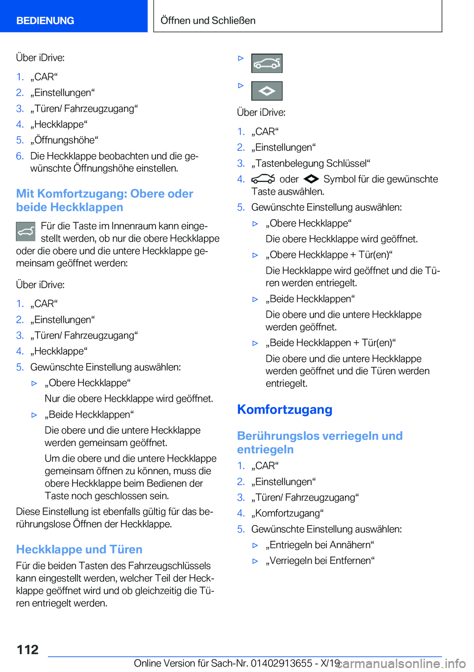 BMW X5 2020  Betriebsanleitungen (in German) �