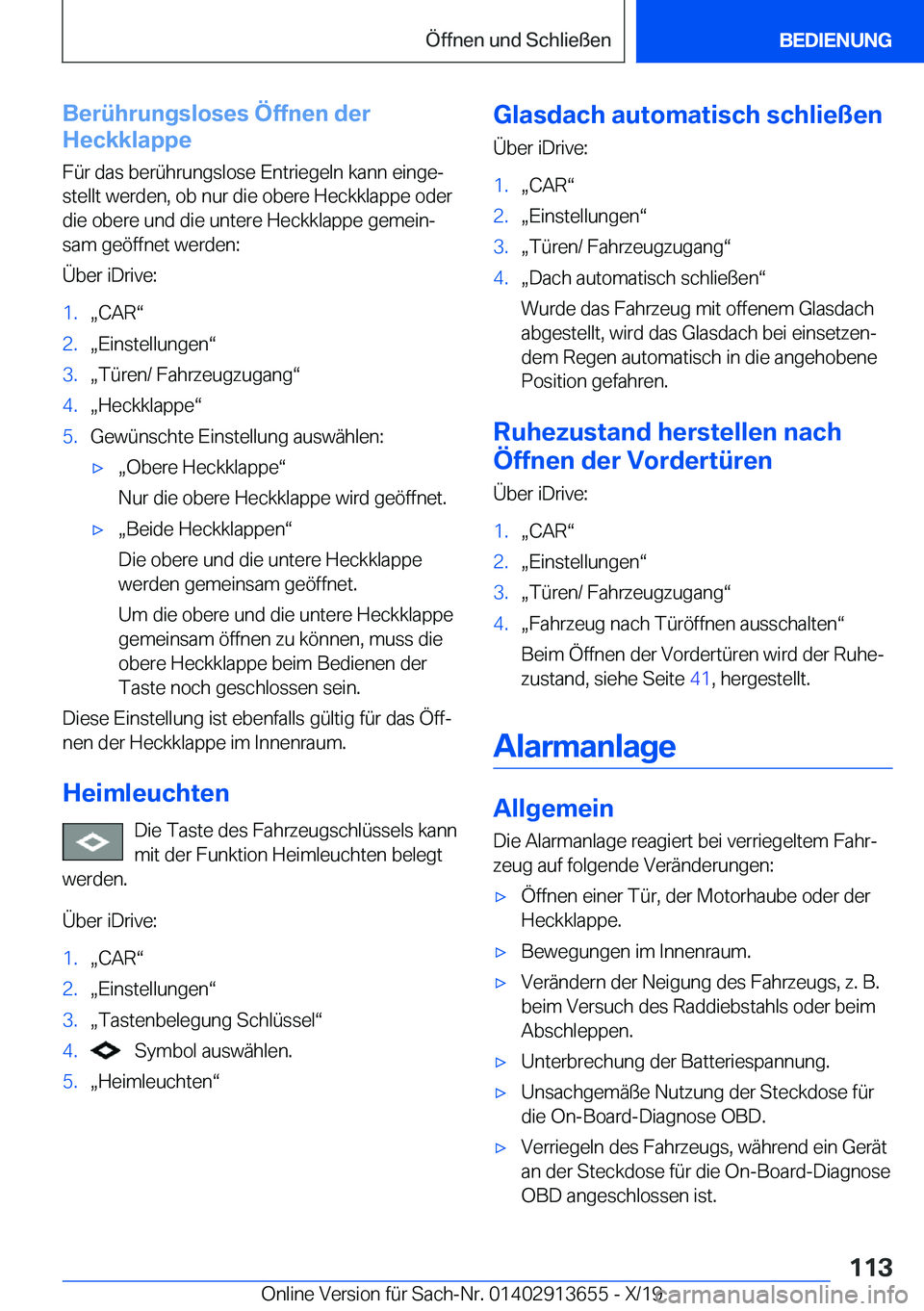 BMW X5 2020  Betriebsanleitungen (in German) �B�e�r�