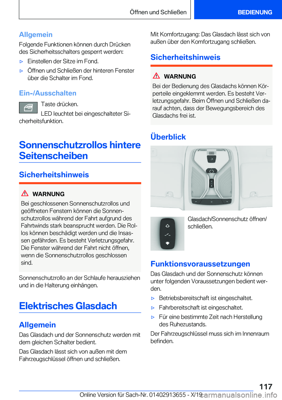 BMW X5 2020  Betriebsanleitungen (in German) �A�l�l�g�e�m�e�i�n�F�o�l�g�e�n�d�e��F�u�n�k�t�i�o�n�e�n��k�