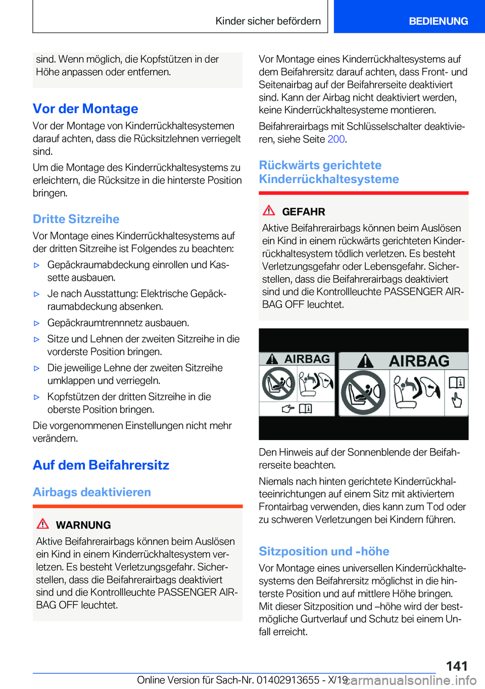 BMW X5 2020  Betriebsanleitungen (in German) �s�i�n�d�.��W�e�n�n��m�