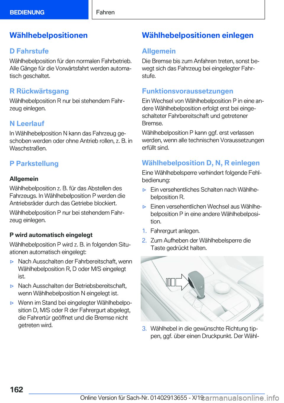 BMW X5 2020  Betriebsanleitungen (in German) �W�