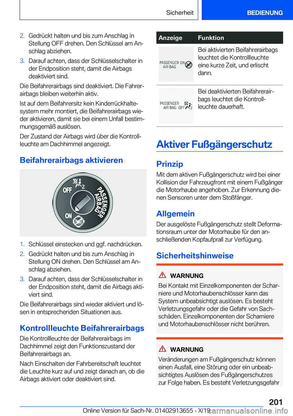 BMW X5 2020  Betriebsanleitungen (in German) �2�.�G�e�d�r�