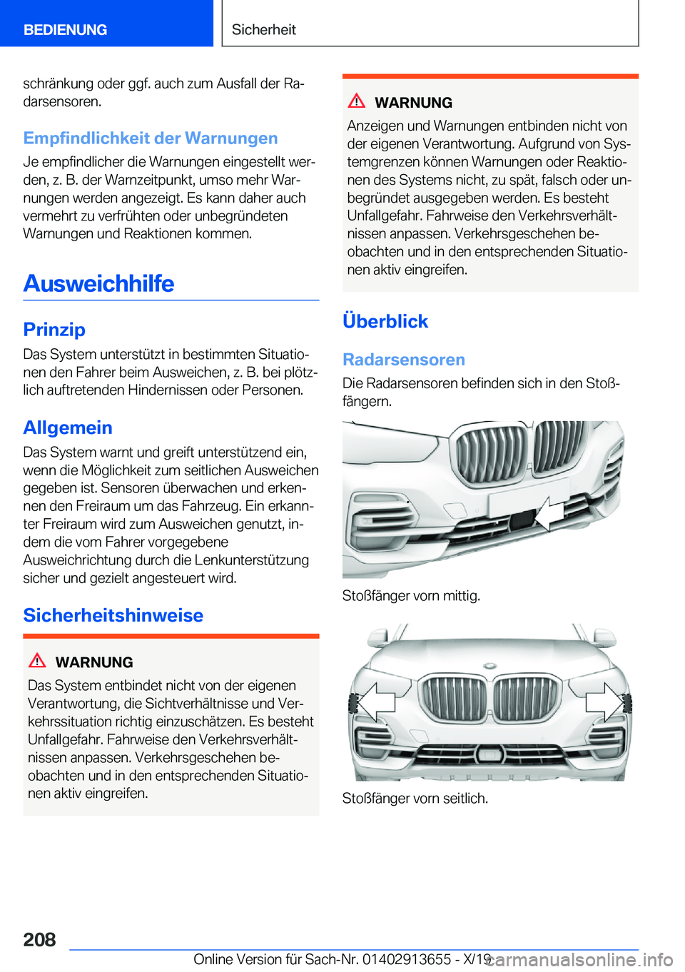 BMW X5 2020  Betriebsanleitungen (in German) �s�c�h�r�