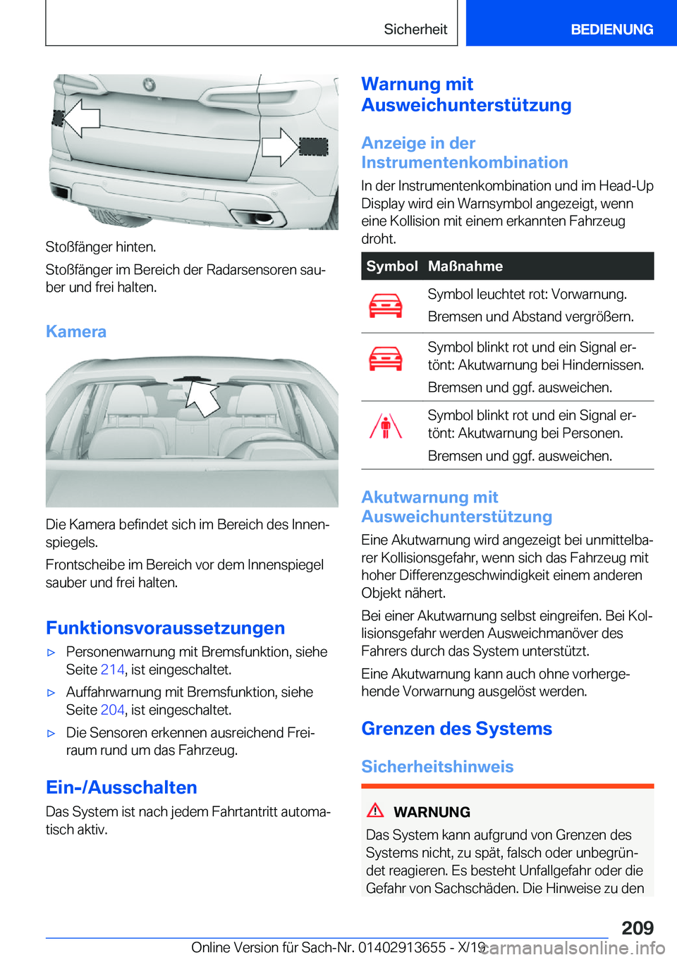 BMW X5 2020  Betriebsanleitungen (in German) �S�t�o�