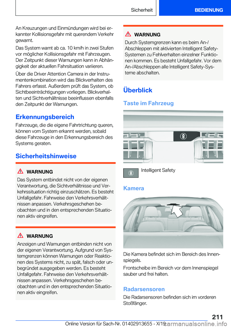 BMW X5 2020  Betriebsanleitungen (in German) �A�n��K�r�e�u�z�u�n�g�e�n��u�n�d��E�i�n�m�