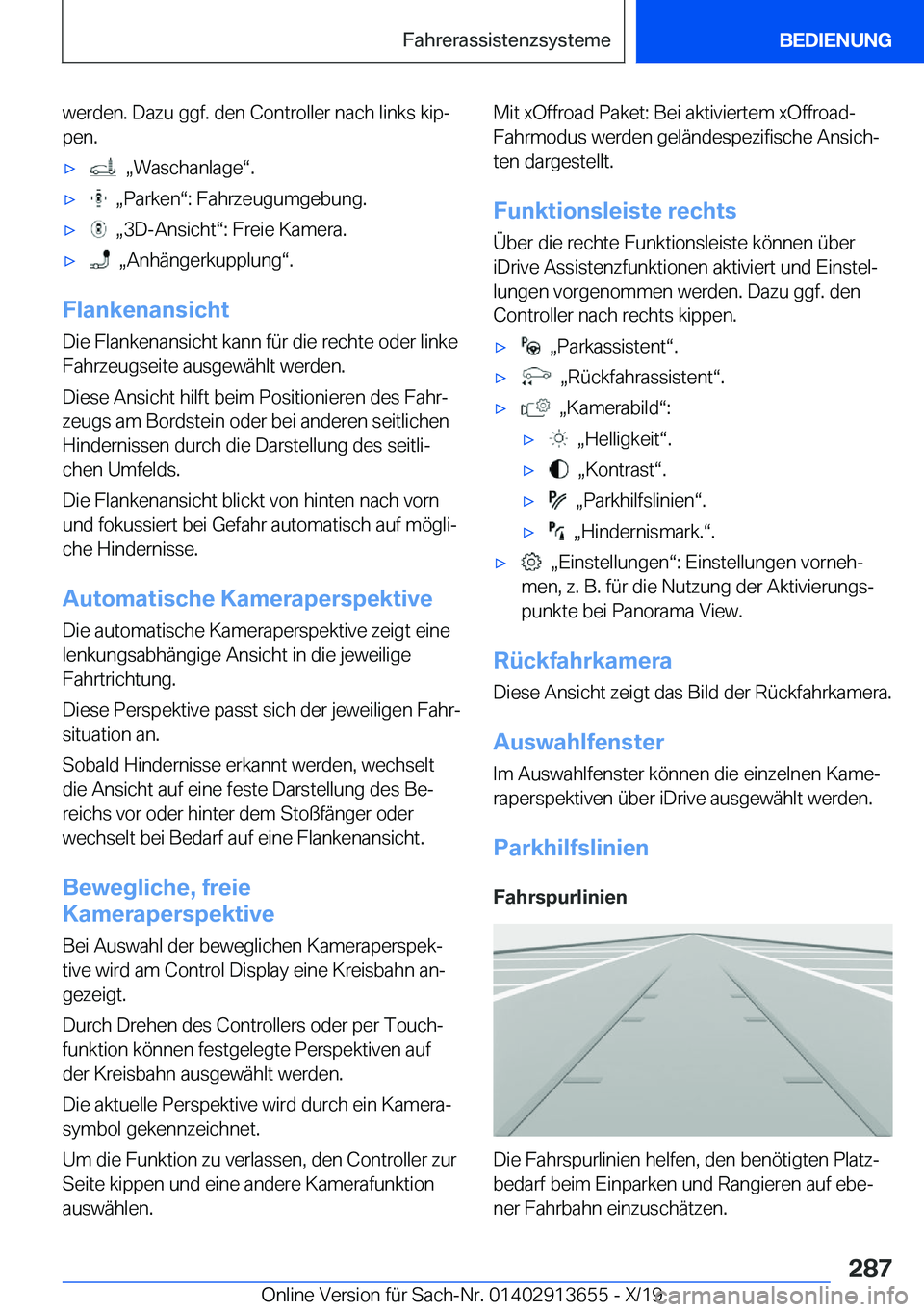 BMW X5 2020  Betriebsanleitungen (in German) �w�e�r�d�e�n�.��D�a�z�u��g�g�f�.��d�e�n��C�o�n�t�r�o�l�l�e�r��n�a�c�h��l�i�n�k�s��k�i�pj�p�e�n�.x��x�W�a�s�c�h�a�n�l�a�g�ev�.x��x�P�a�r�k�e�nv�:��F�a�h�r�z�e�u�g�u�m�g�e�b�u�n�g�.x