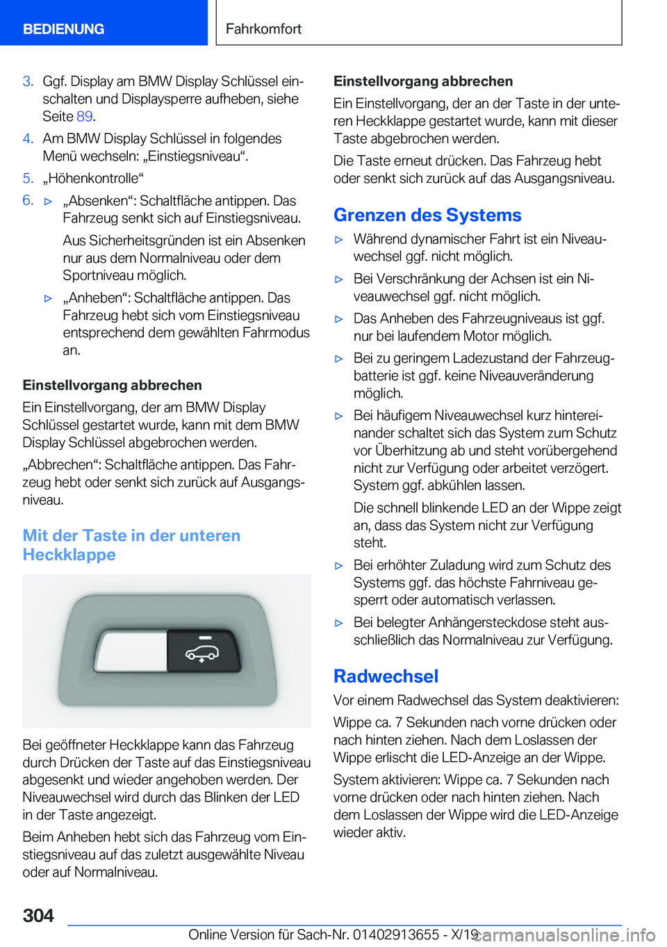 BMW X5 2020  Betriebsanleitungen (in German) �3�.�G�g�f�.��D�i�s�p�l�a�y��a�m��B�M�W��D�i�s�p�l�a�y��S�c�h�l�