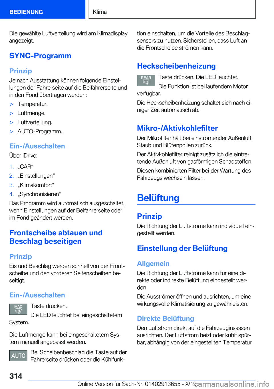 BMW X5 2020  Betriebsanleitungen (in German) �D�i�e��g�e�w�