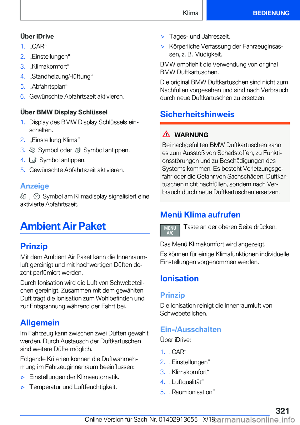BMW X5 2020  Betriebsanleitungen (in German) �