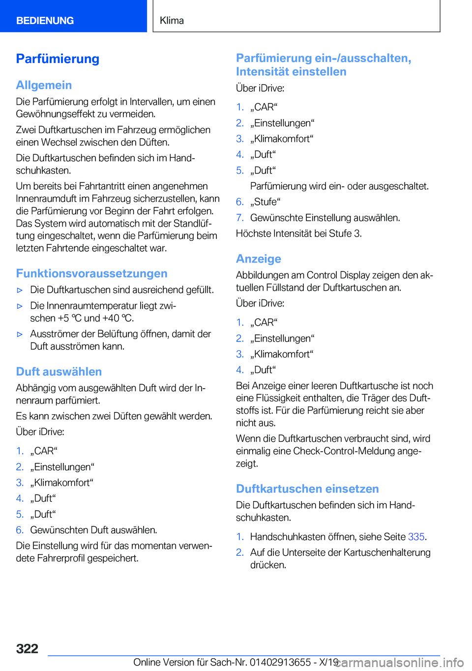 BMW X5 2020  Betriebsanleitungen (in German) �P�a�r�f�