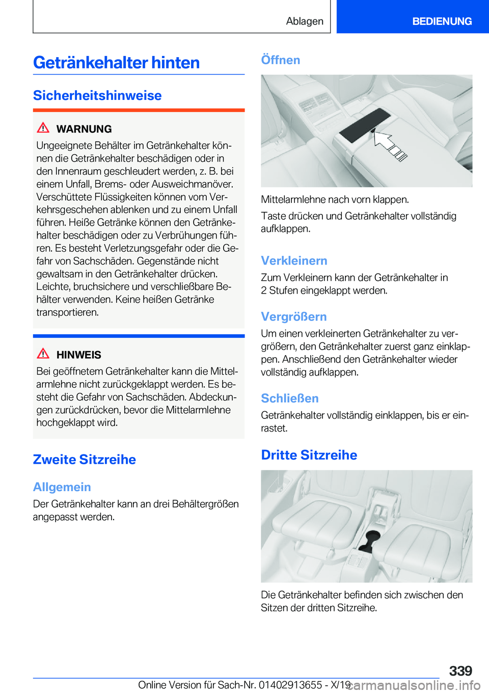 BMW X5 2020  Betriebsanleitungen (in German) �G�e�t�r�