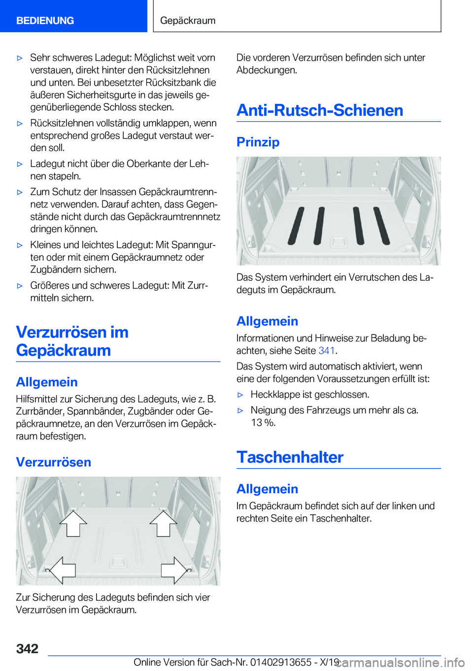 BMW X5 2020  Betriebsanleitungen (in German) x�S�e�h�r��s�c�h�w�e�r�e�s��L�a�d�e�g�u�t�:��M�