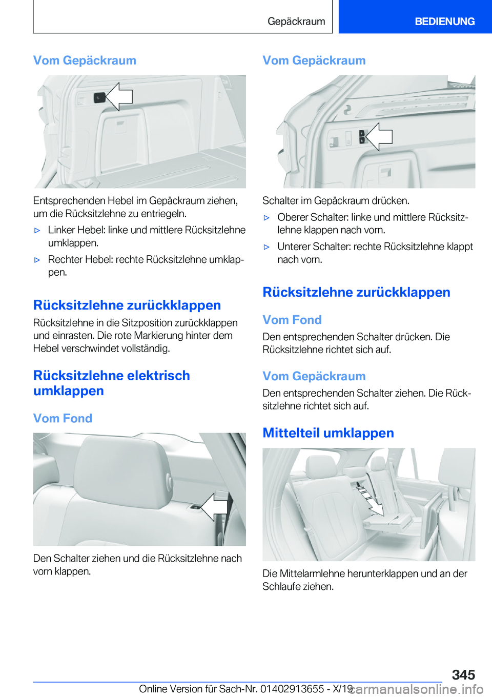 BMW X5 2020  Betriebsanleitungen (in German) �V�o�m��G�e�p�