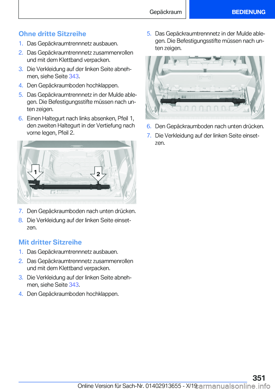 BMW X5 2020  Betriebsanleitungen (in German) �O�h�n�e��d�r�i�t�t�e��S�i�t�z�r�e�i�h�e�1�.�D�a�s��G�e�p�