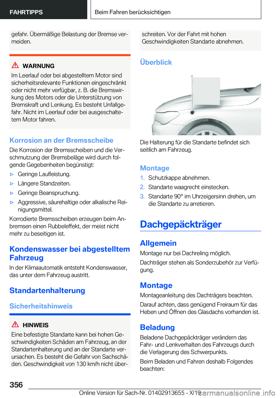 BMW X5 2020  Betriebsanleitungen (in German) �g�e�f�a�h�r�.��