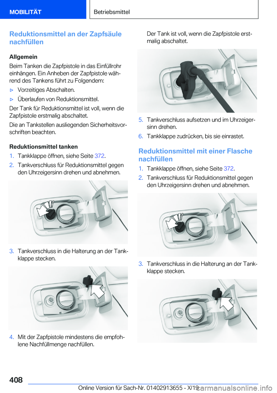 BMW X5 2020  Betriebsanleitungen (in German) �R�e�d�u�k�t�i�o�n�s�m�i�t�t�e�l��a�n��d�e�r��Z�a�p�f�s�