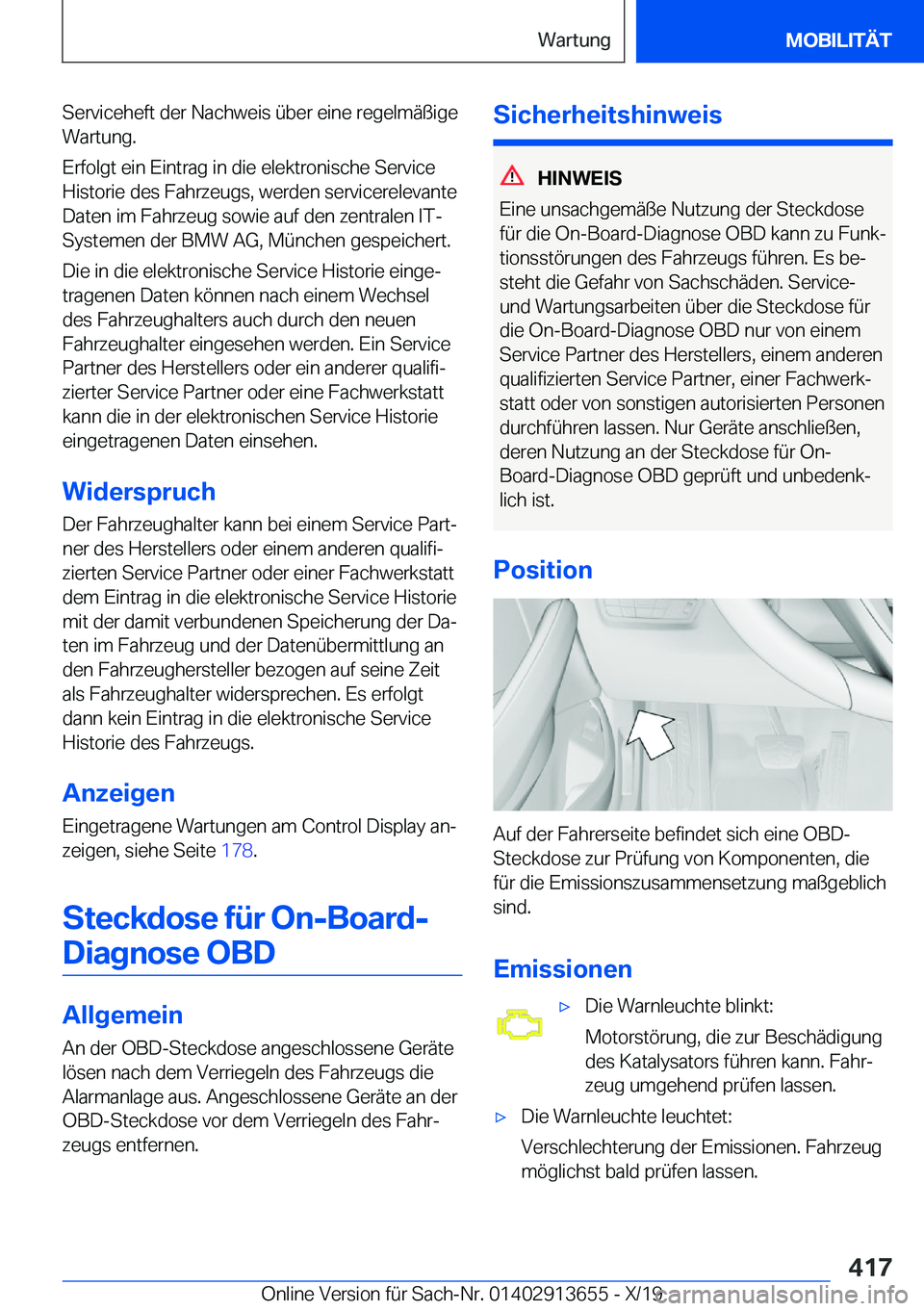 BMW X5 2020  Betriebsanleitungen (in German) �S�e�r�v�i�c�e�h�e�f�t��d�e�r��N�a�c�h�w�e�i�s��