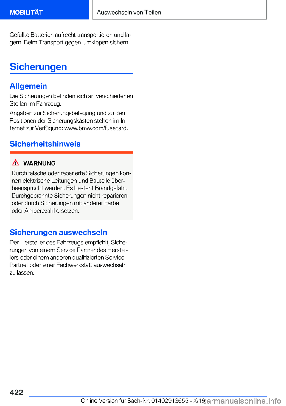 BMW X5 2020  Betriebsanleitungen (in German) �G�e�f�