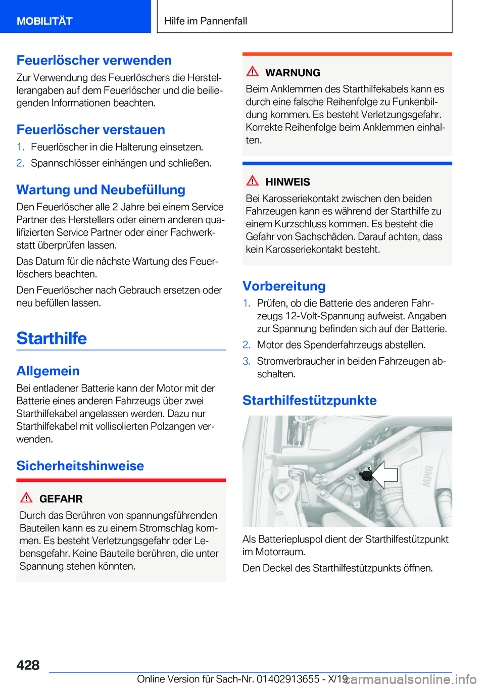 BMW X5 2020  Betriebsanleitungen (in German) �F�e�u�e�r�l�