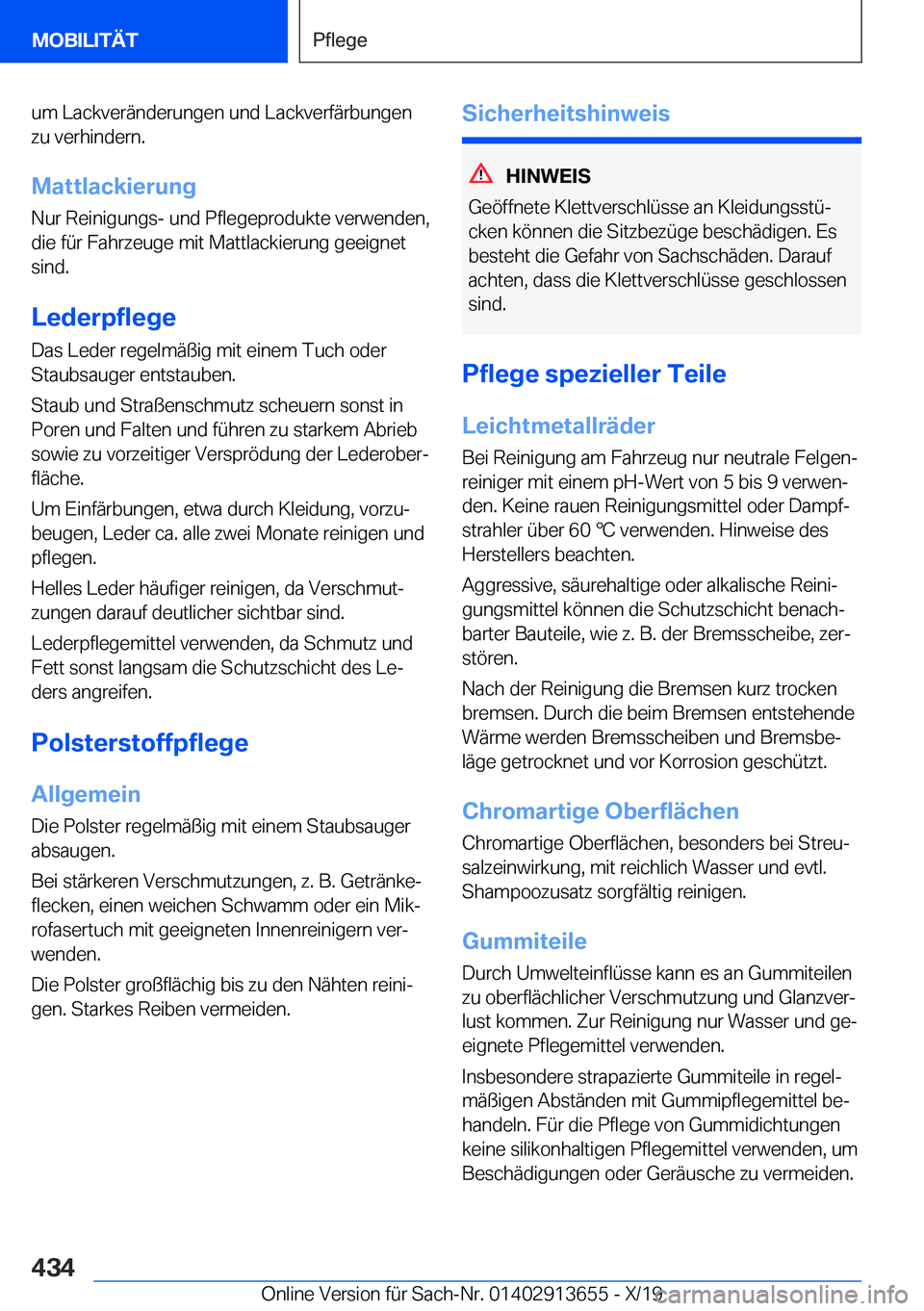BMW X5 2020  Betriebsanleitungen (in German) �u�m��L�a�c�k�v�e�r�